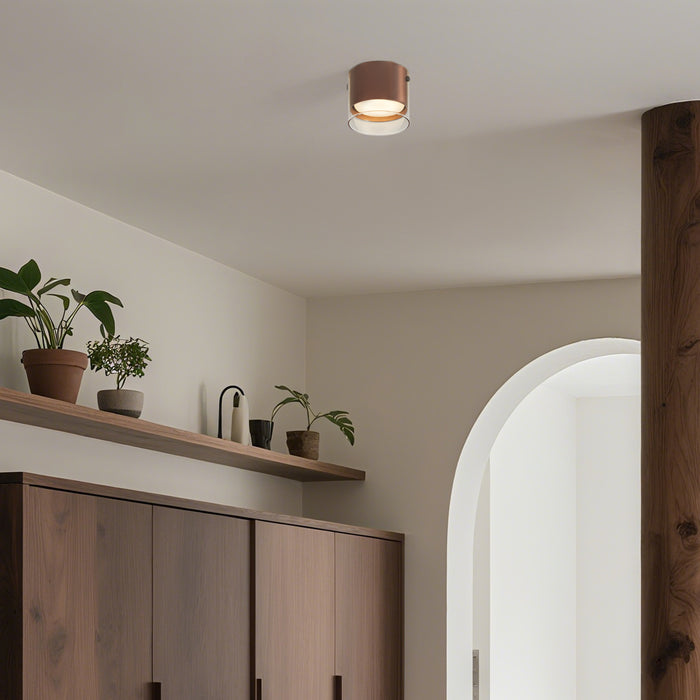 QAZQA Moderne opbouwspot donker brons met glas - Drain