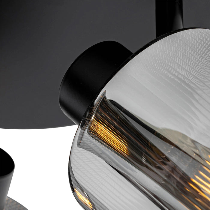 QAZQA Smart plafondspot zwart met smoke glas rond verstelbaar incl. 3