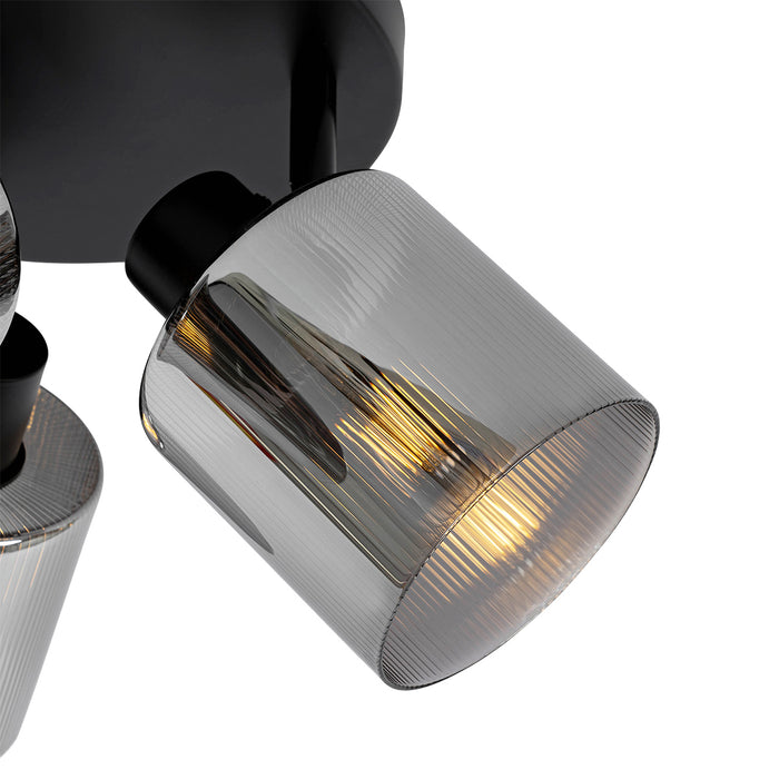 QAZQA Smart plafondspot zwart met smoke glas rond verstelbaar incl. 3