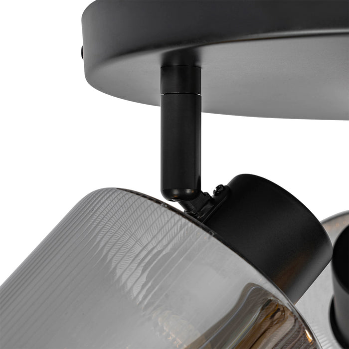 QAZQA Smart plafondspot zwart met smoke glas rond verstelbaar incl. 3
