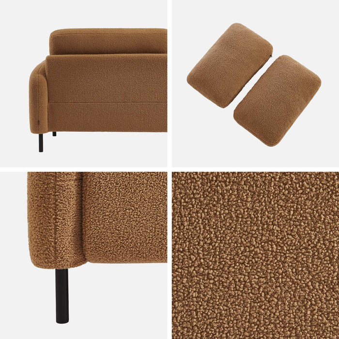 sweeek - 3-zits bank in wit bouclé en metalen onderstel