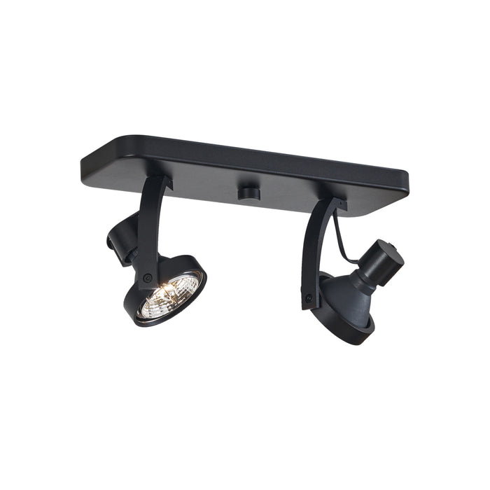 QAZQA Design plafondspot zwart GU10 70mm 2-lichts draai- en