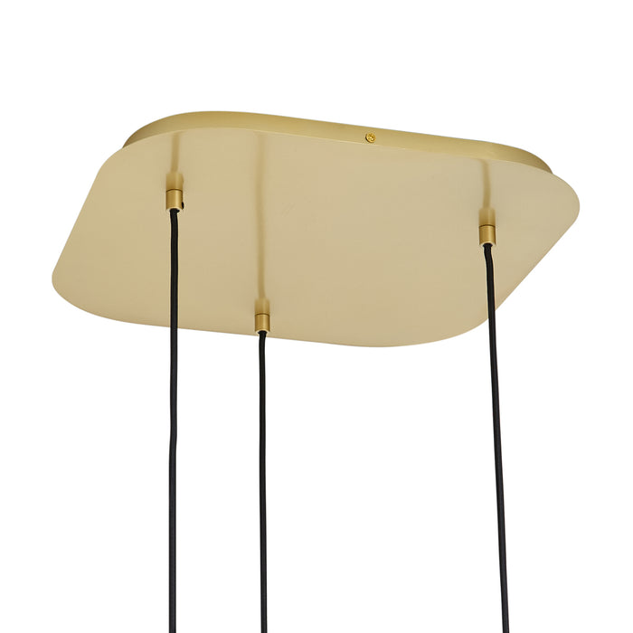 QAZQA Hotel Chique hanglamp messing met amber glas 3-lichts - Gus