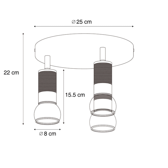 QAZQA Ronde plafondspot donker brons rond 3-lichts draai- en