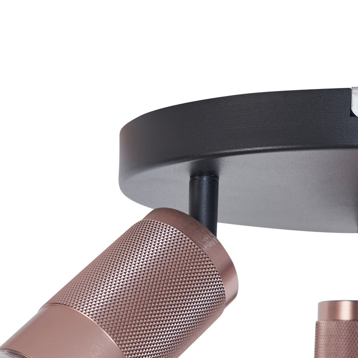 QAZQA Ronde plafondspot donker brons rond 3-lichts draai- en