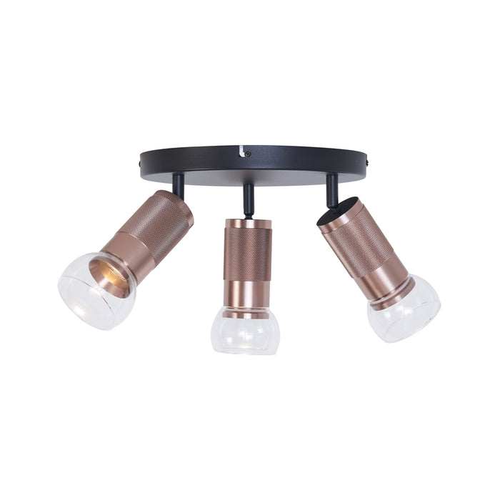 QAZQA Ronde plafondspot donker brons rond 3-lichts draai- en