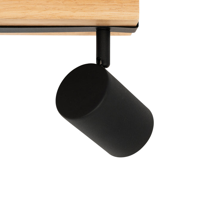 QAZQA Smart plafondspot zwart met hout 2-lichts draai- en kantelbaar
