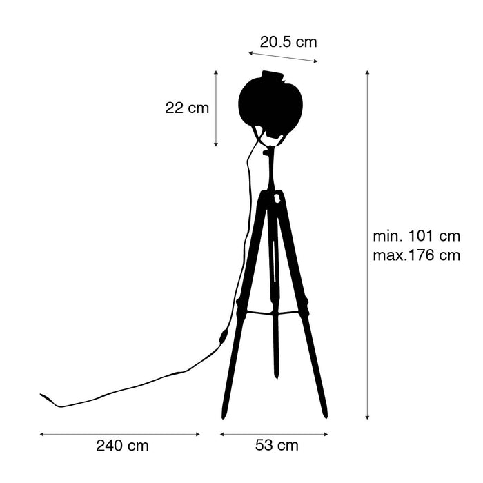 QAZQA Smart tripod vloerlamp brons met hout studiospot incl. Wifi A60