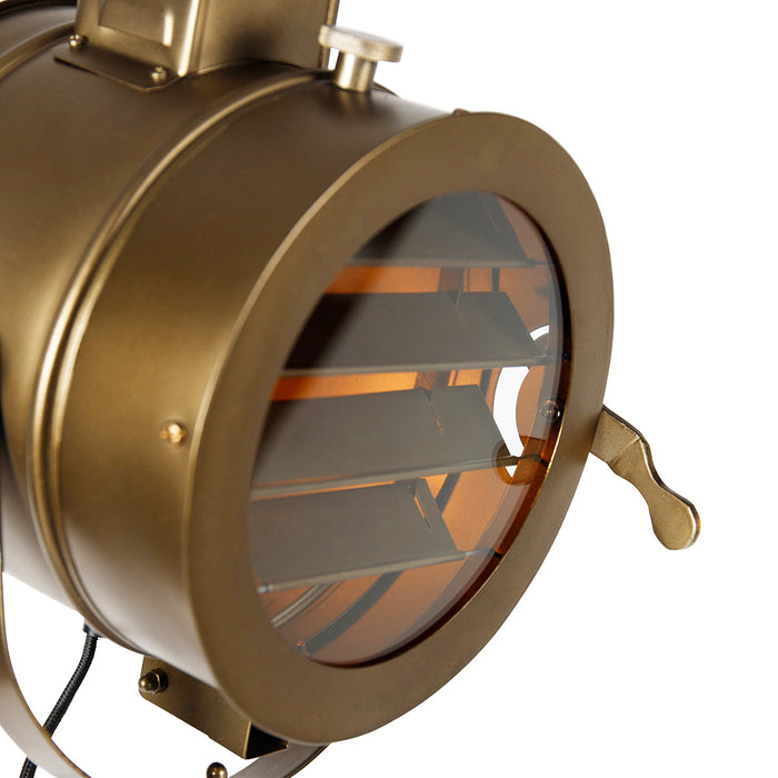 QAZQA Smart tripod vloerlamp brons met hout studiospot incl. Wifi A60