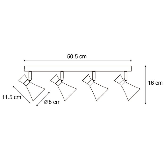QAZQA Moderne plafondspot zwart 4-lichts draai- en kantelbaar -