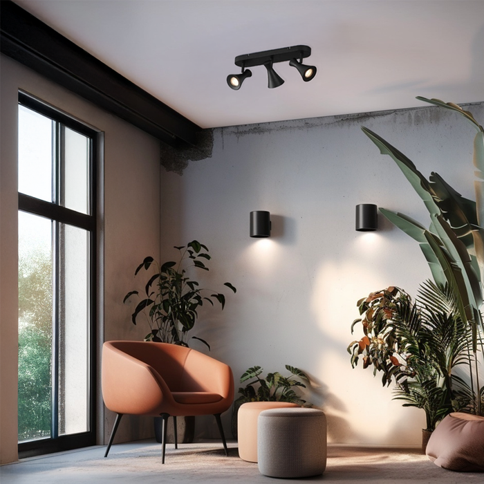 QAZQA Moderne plafondspot zwart 3-lichts draai- en kantelbaar -