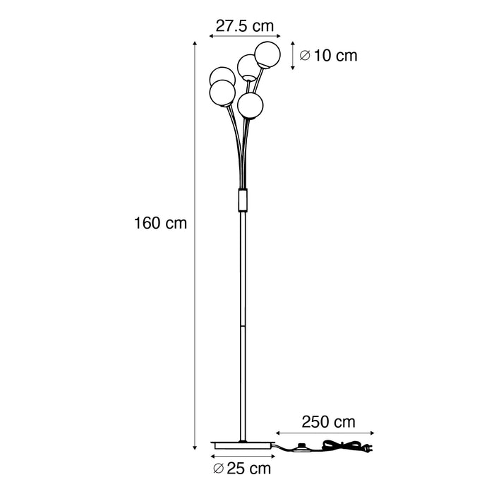 QAZQA Design vloerlamp brons met brons glas 5-lichts - Athens