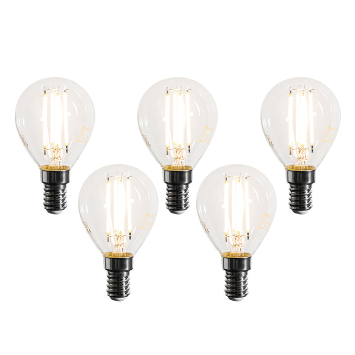 LUEDD Set van 5 E14 dimbare LED lampen filament G45 helder 4W 470 lm