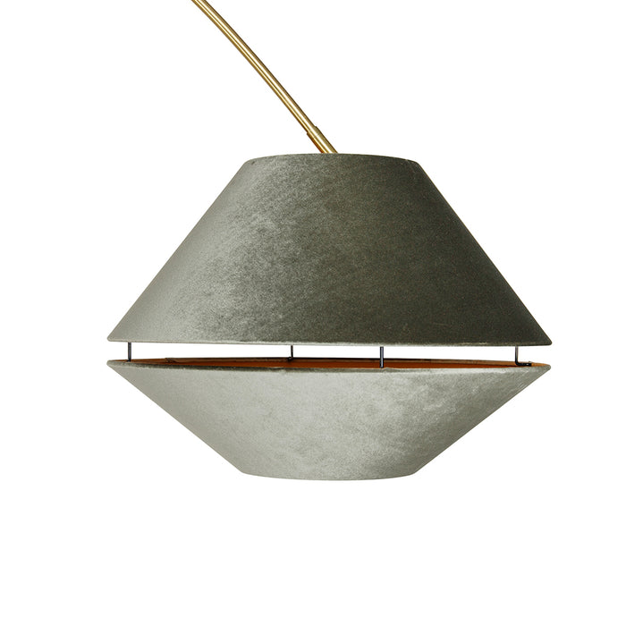 QAZQA Booglamp messing met zwart met dubbele velours kap groen - XXL