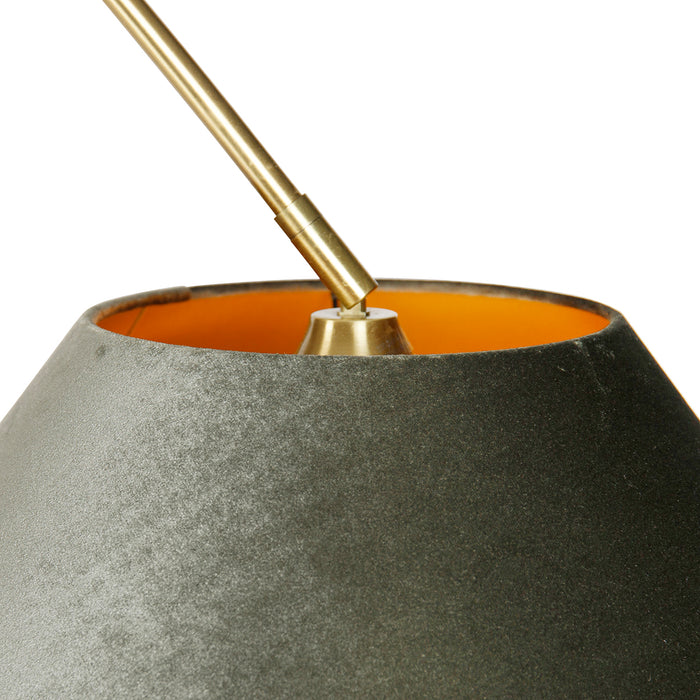 QAZQA Booglamp messing met zwart met dubbele velours kap groen - XXL