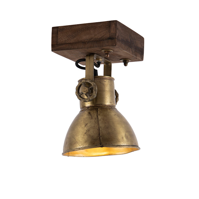 QAZQA Smart plafondspot brons met hout 18 cm incl. Wifi A60 - Mangoes