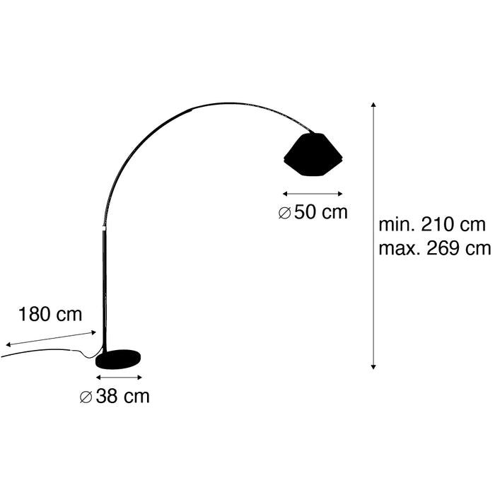 QAZQA Booglamp messing met zwart met dubbele velours kap groen - XXL