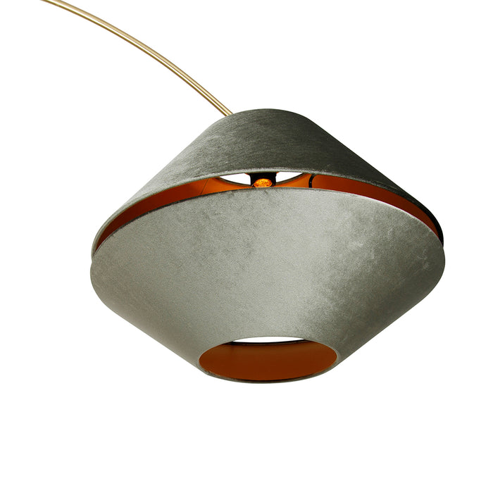 QAZQA Booglamp messing met zwart met dubbele velours kap groen - XXL