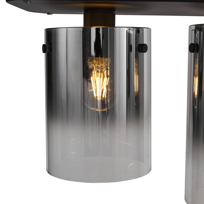 QAZQA Moderne hanglamp zwart met smoke glas 5-lichts - Hybrid