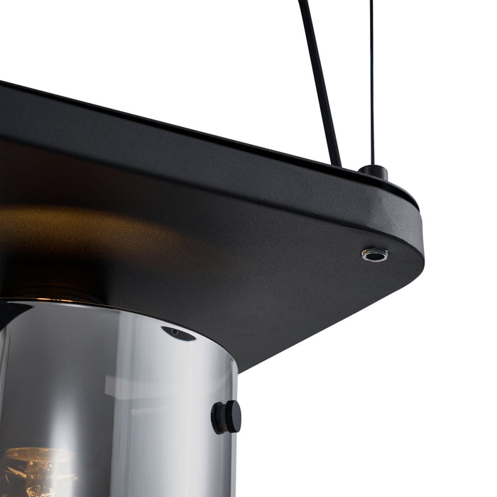 QAZQA Moderne hanglamp zwart met smoke glas 5-lichts - Hybrid