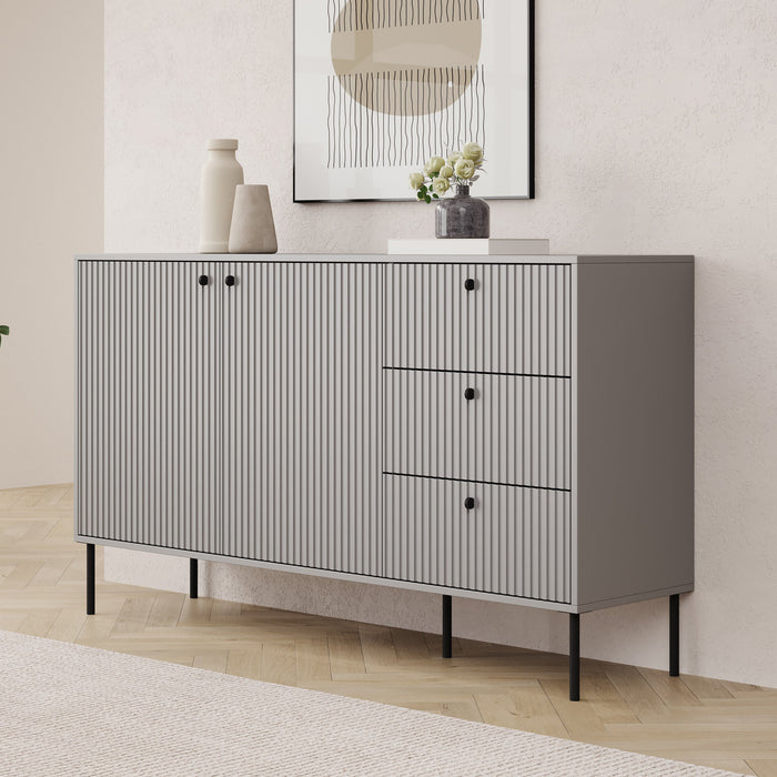 Meubella - Dressoir Ilux - Grijs - 156 cm