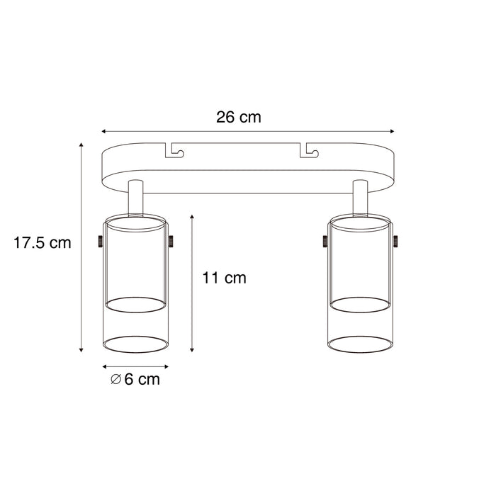 QAZQA Moderne plafondspot gunmetal 2-lichts draai- en verstelbaar -