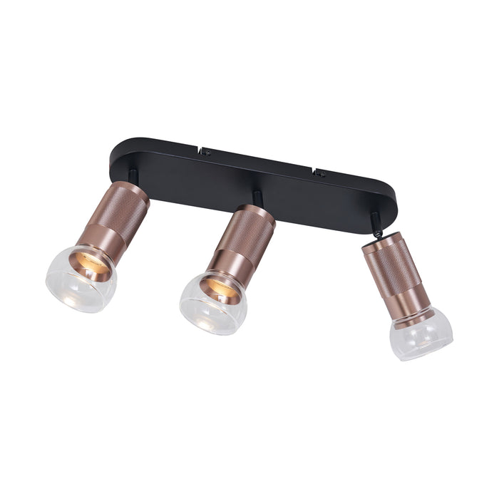 QAZQA Afgeronde plafondspot donker brons 3-lichts draai- en
