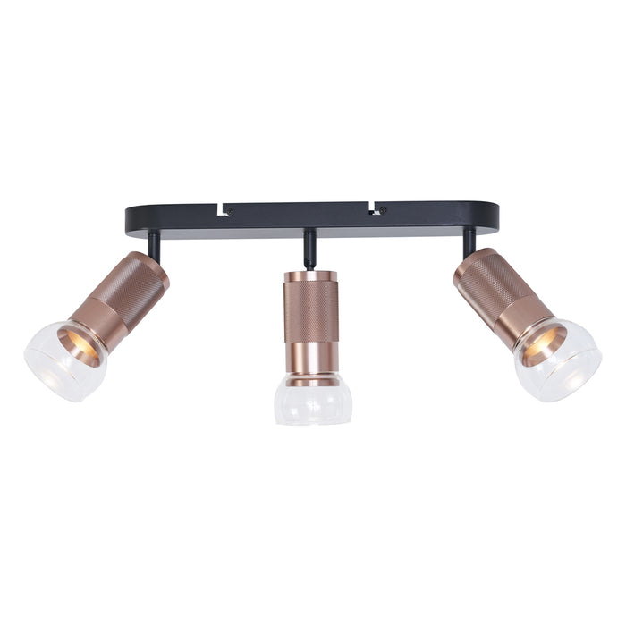 QAZQA Afgeronde plafondspot donker brons 3-lichts draai- en