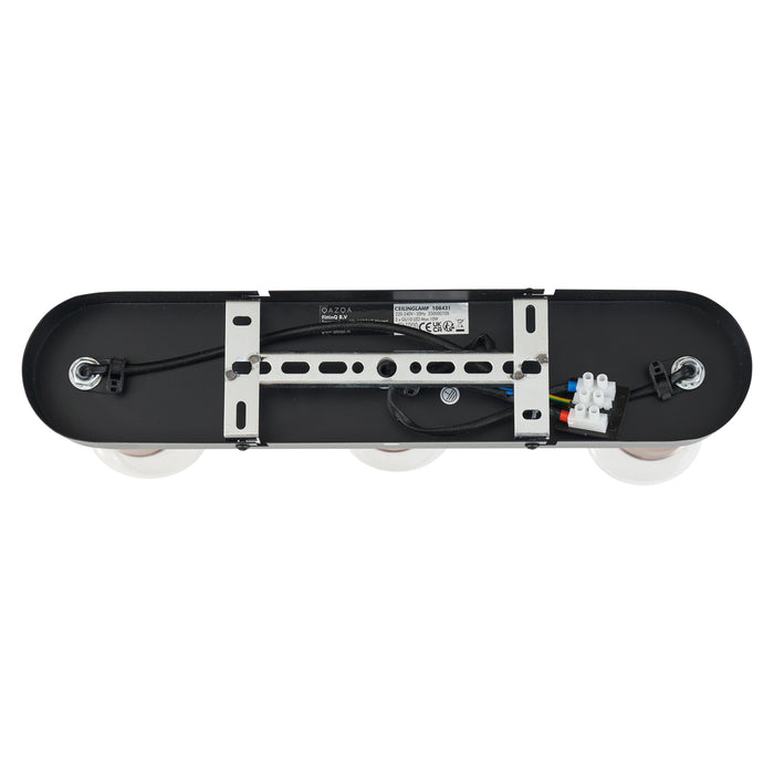 QAZQA Afgeronde plafondspot donker brons 3-lichts draai- en