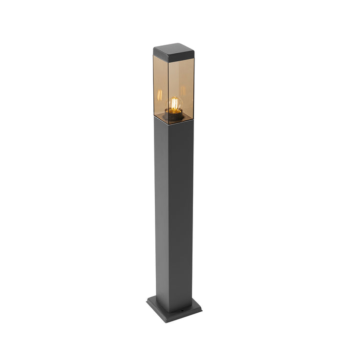 QAZQA Smart buitenlamp paal donkergrijs met smoke 80 cm incl. Wifi