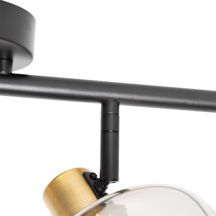 QAZQA Smart plafondspot zwart met goud met smoke glas 4-lichts incl.