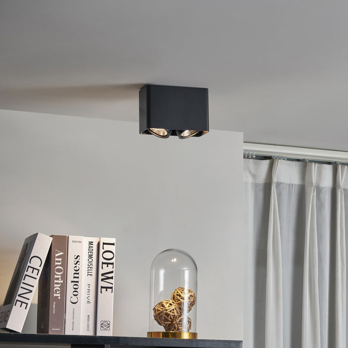 QAZQA Design opbouwspot zwart GU10 70mm 2-lichts draai- en kantelbaar