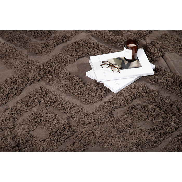 Hioshop Hilma vloerkleed 350x250cm bruin.