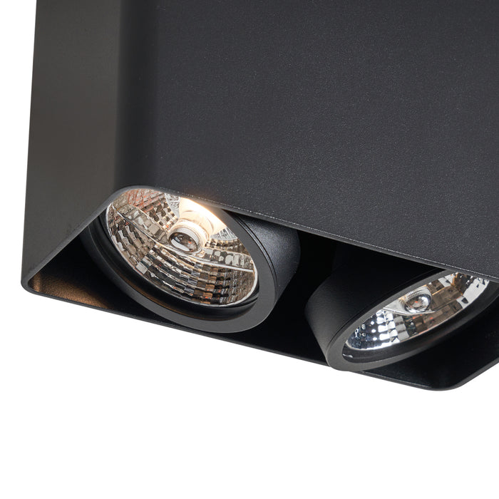 QAZQA Design opbouwspot zwart GU10 70mm 2-lichts draai- en kantelbaar