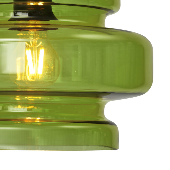 QAZQA Retro vloerlamp zwart met groen glas - Denise