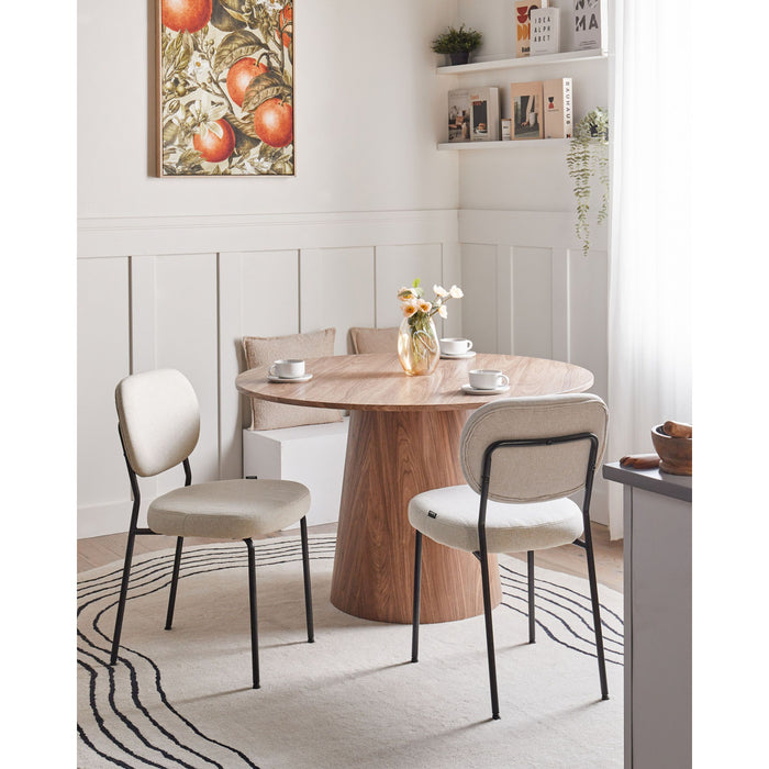 Beliani - LOLETA - Eetkamerstoel set van 2 - Lichtbeige - Stof