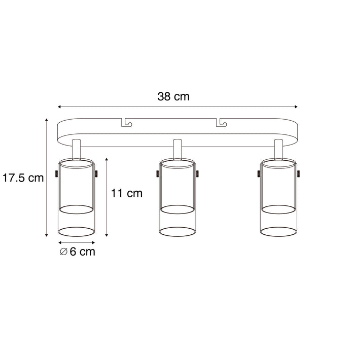 QAZQA Moderne plafondspot gunmetal 3-lichts draai- en verstelbaar -