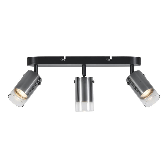 QAZQA Moderne plafondspot gunmetal 3-lichts draai- en verstelbaar -