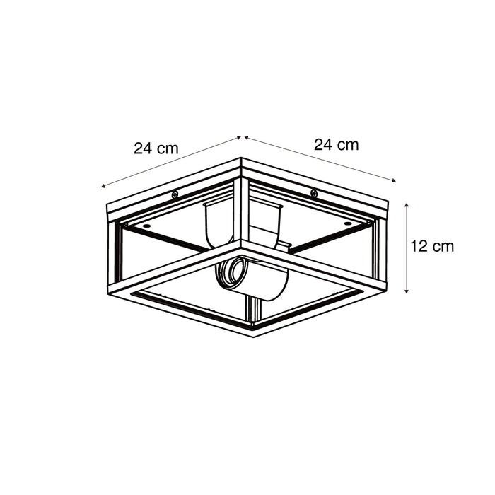 QAZQA Industriële plafondlamp hout print IP44 2-lichts - Charlois