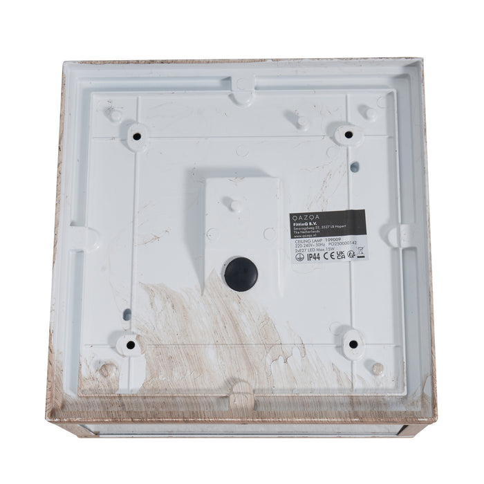 QAZQA Industriële plafondlamp hout print IP44 2-lichts - Charlois
