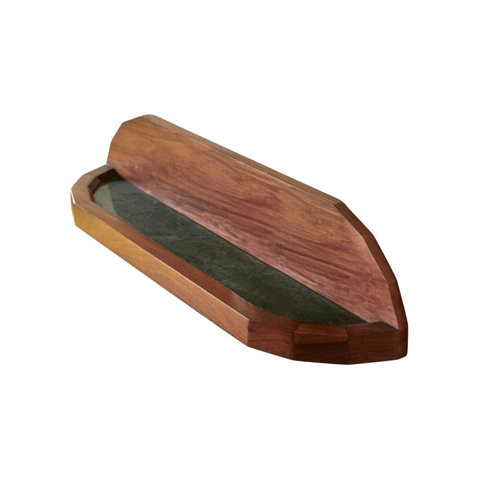 Tikamoon - Badkamerwandplank in massief palissanderhout en groen marm…