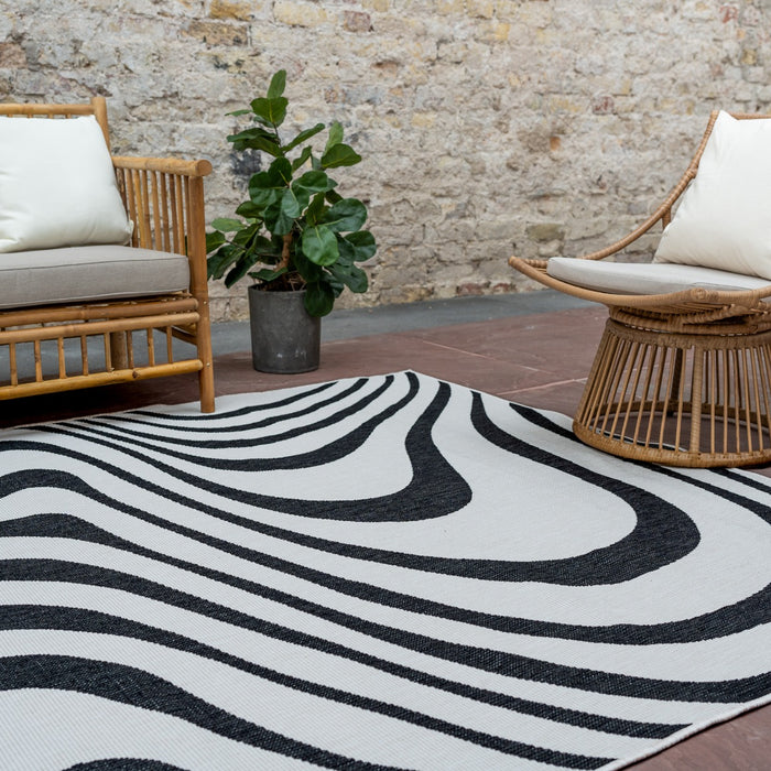 Interieur05 Buitenkleed Swirl Zwart 160 x 230cm