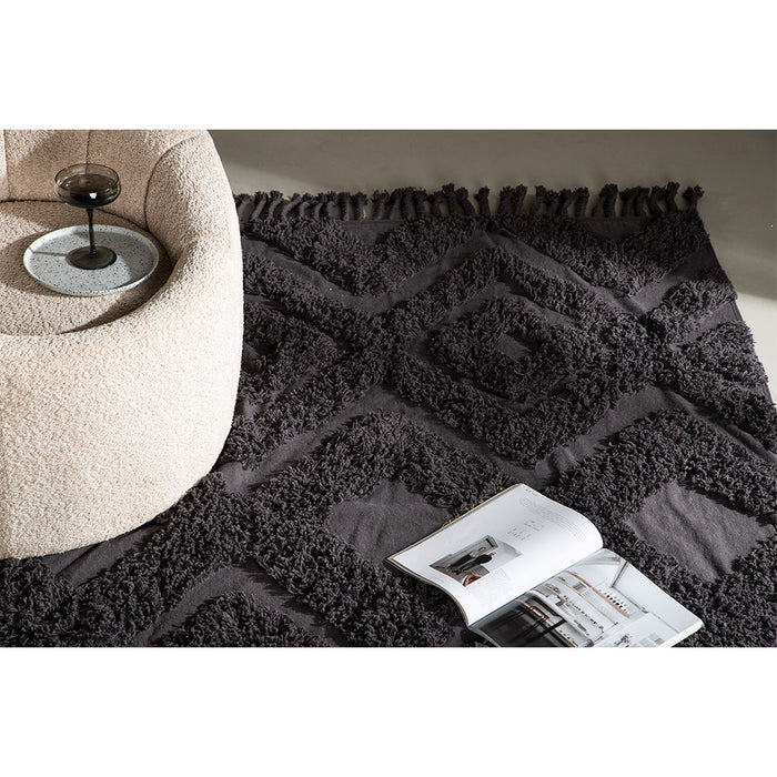 Hioshop Hilma vloerkleed 350x250cm donkergrijs.