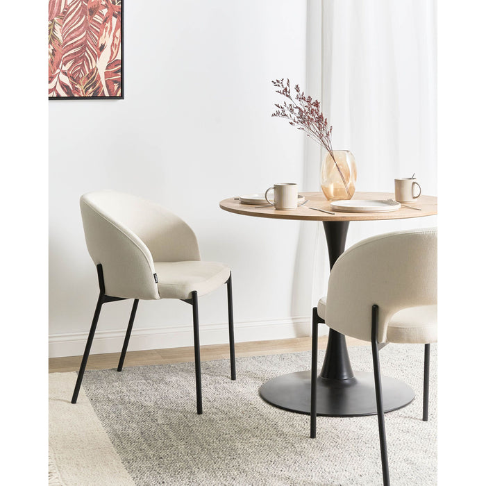 Beliani - PENNY - Eetkamerstoel set van 2 - Lichtbeige - Stof