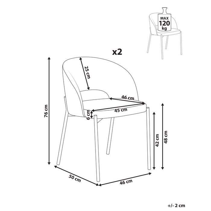 Beliani - PENNY - Eetkamerstoel set van 2 - Lichtbeige - Stof