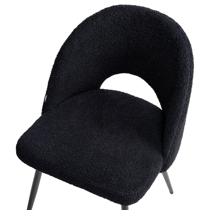 Beliani - ONAGA - Eetkamerstoel set van 2 - Zwart - Bouclé