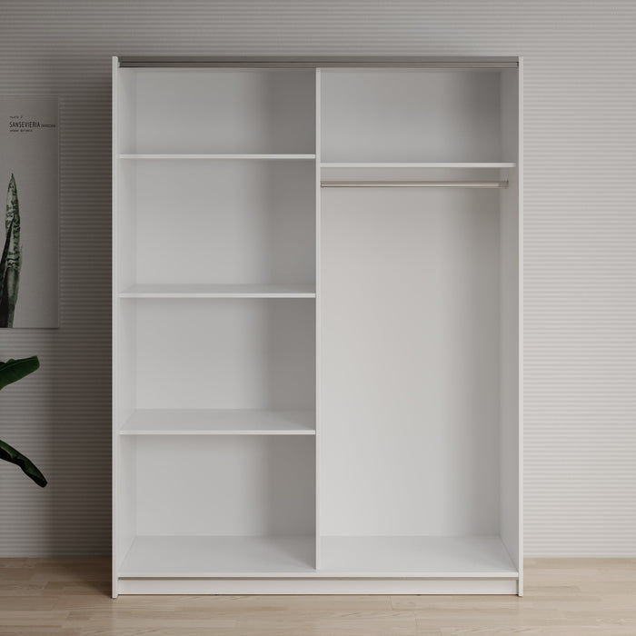 Meubella - Kledingkast Deliryon - Wit - 150 cm - Met spiegel