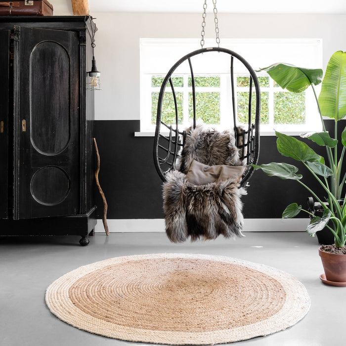 Eva Interior - Rond Vloerkleed - Jute - Naturel|Wit