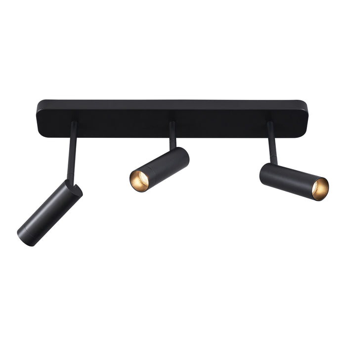 QAZQA Afgerond plafondspot zwart GU10 35mm 3-lichts draai- en