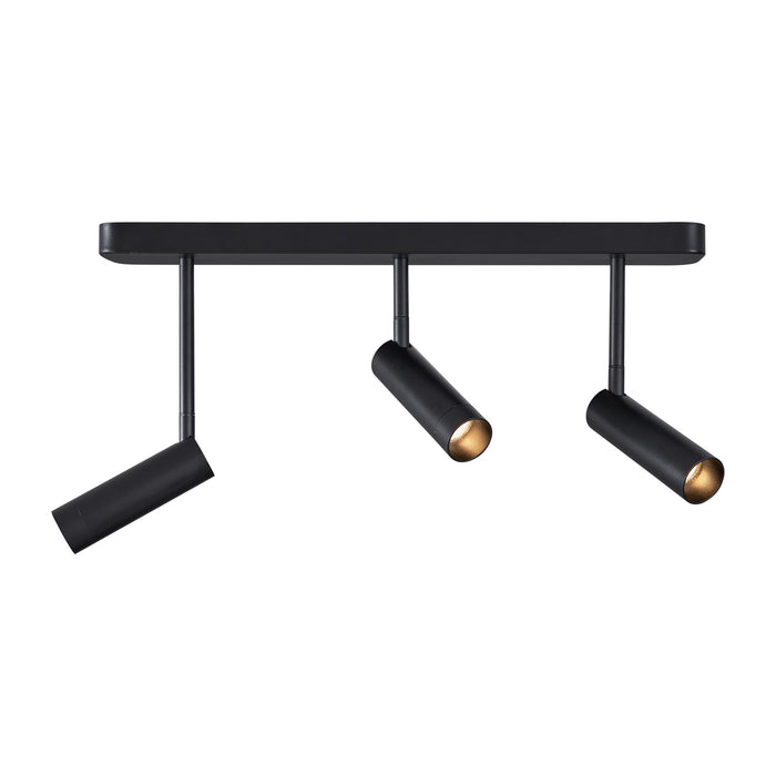 QAZQA Afgerond plafondspot zwart GU10 35mm 3-lichts draai- en